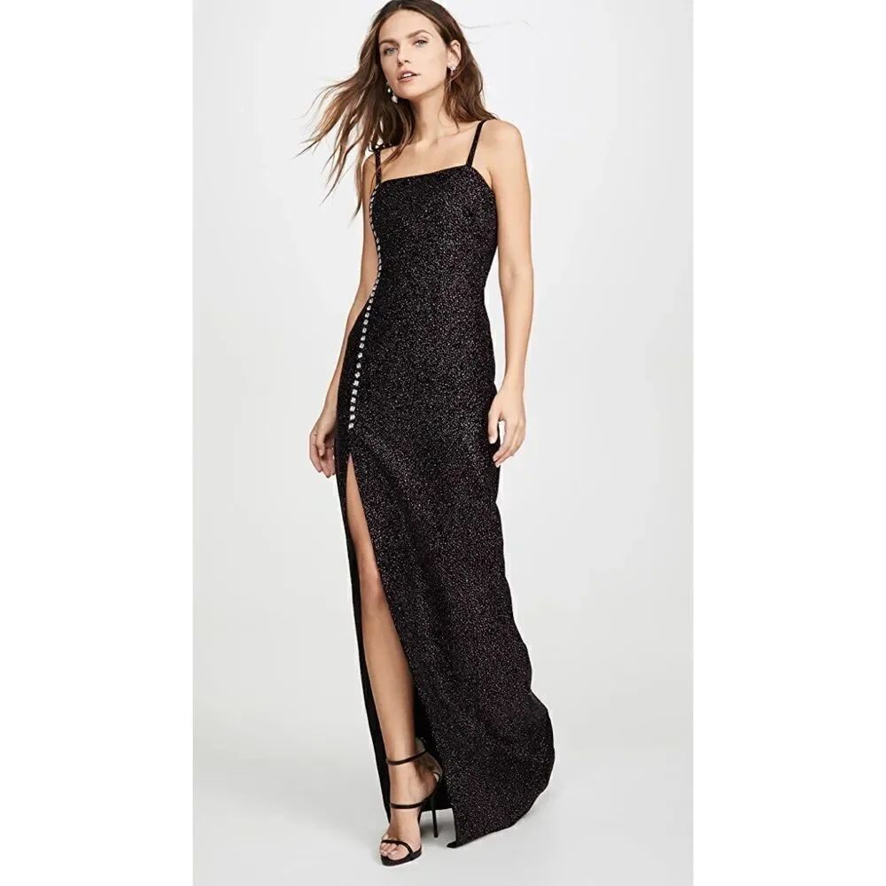 Sandra Mansour Velvet Glitter Buttoned Gown FR38